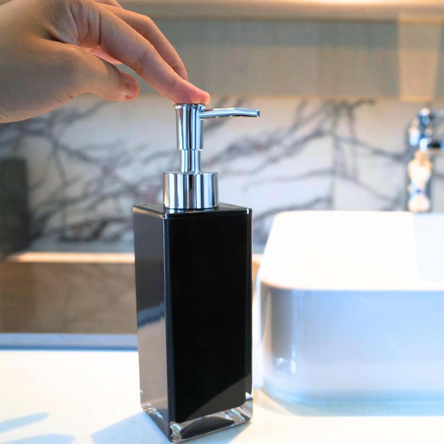 Premium Black Soap Dispenser for Bathroom and Kitchen, Refillable Hand Soap Dispenser, Dish Soap Pump Bottle - 2 Pack