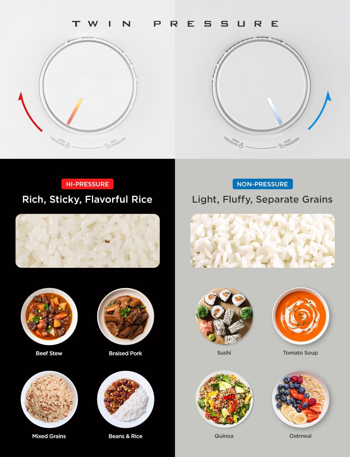 CUCKOO CRP-ST1009FW 10-Cup (Uncooked) / 20-Cup (Cooked) Twin Pressure Rice Cooker & Warmer with Nonstick Inner Pot, 16 Menu Options, 3 Voice Guide, Auto Clean (White)