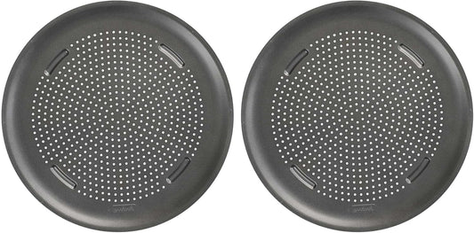GoodCook AirPerfect Nonstick 16” Pizza Pan - Set of 2 - Pizza Trays for Oven, Perforated Round Pizza Pan, Carbon Steel Baking Pan, Homemade, Frozen & Leftover Slices