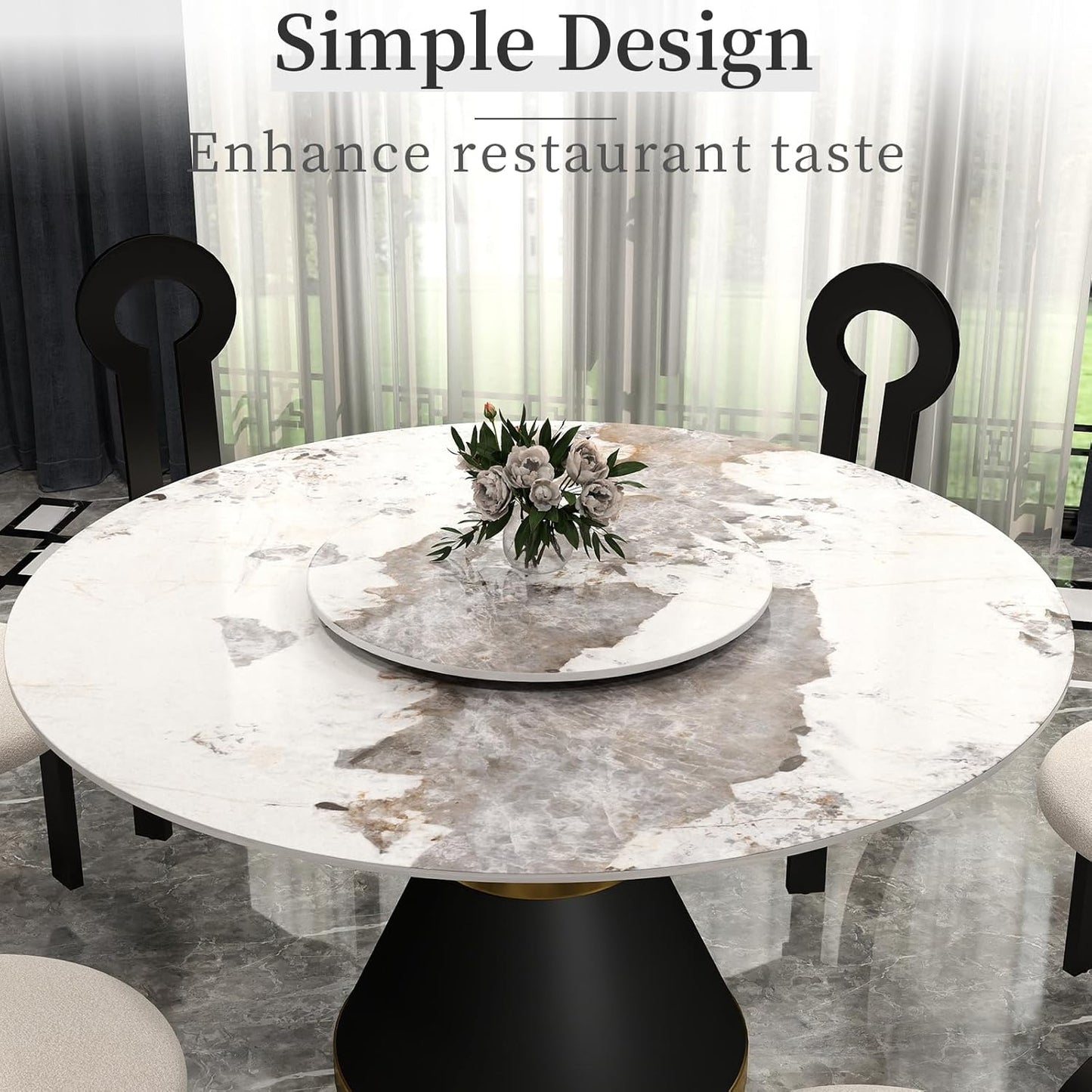 31.5" Lazy Susan for Table Top Sintered Stone Rotating Serving Tray for Dining Table, Kitchen Lazy Susan Organizer Spinning Rotating Food Server Party Centerpieces