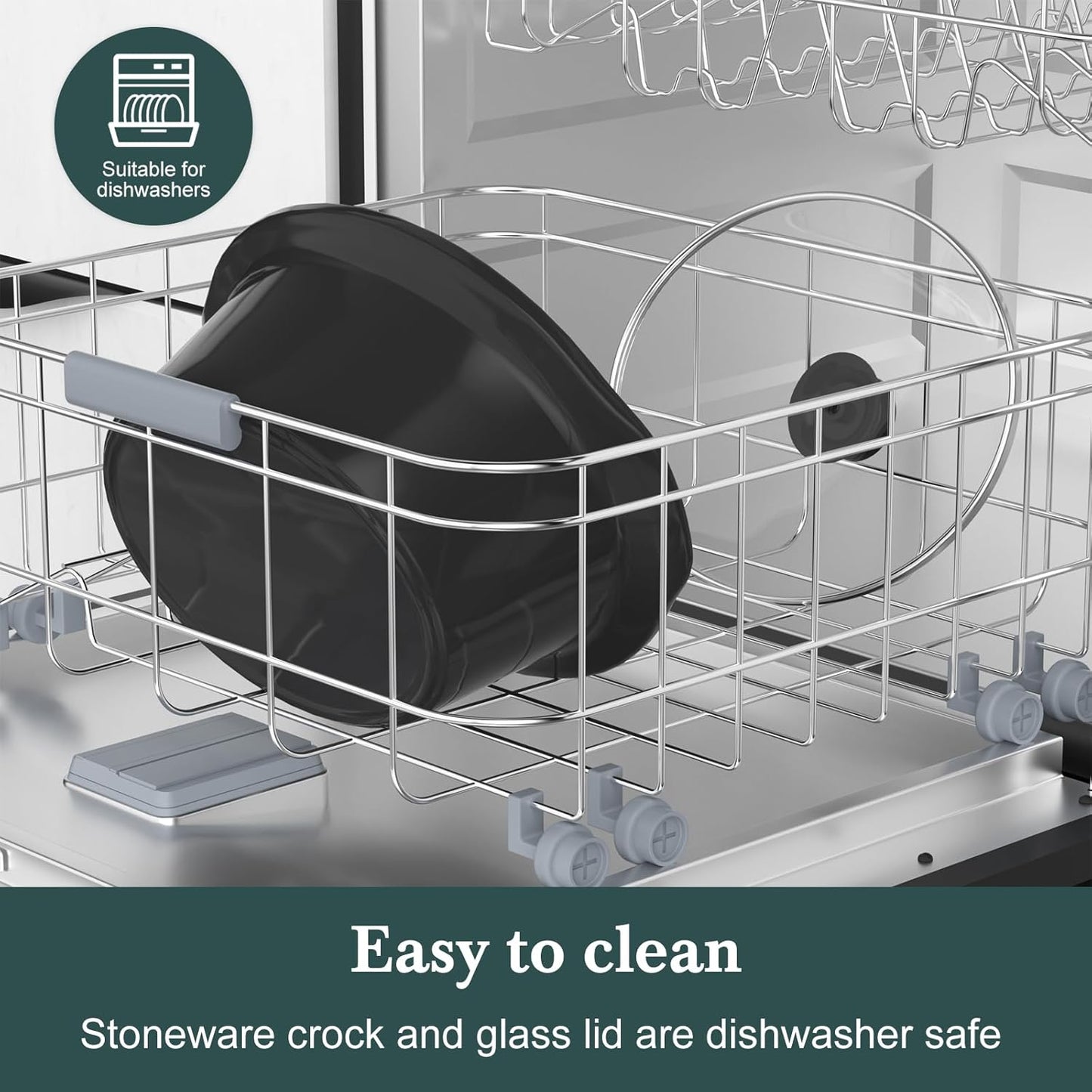 7-Quart Programmable Slow Cooker with Timer Keep Warm - Small Kitchen Appliance for Family Dinners - Serves 6+ People - Heat Settings: Keep Warm(White, Black Liner)