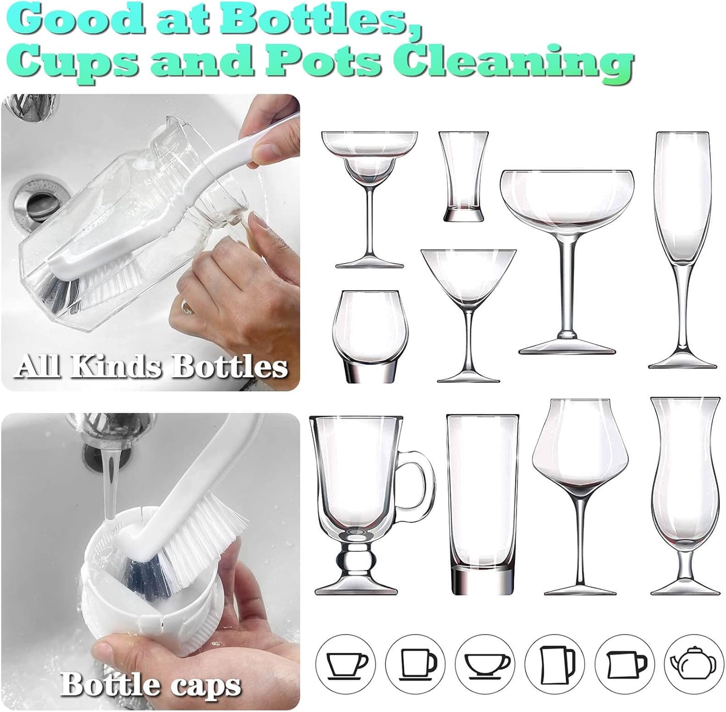 2Pcs Cleaning Brushes, Multi-Purpose Right Angle Brush Scrubbing Kitchen Coffeeroom Tearoom Deep Cleaning Edge Corner Crevices Grout Scrub Bottle Cup Jar Cans for Household Use.