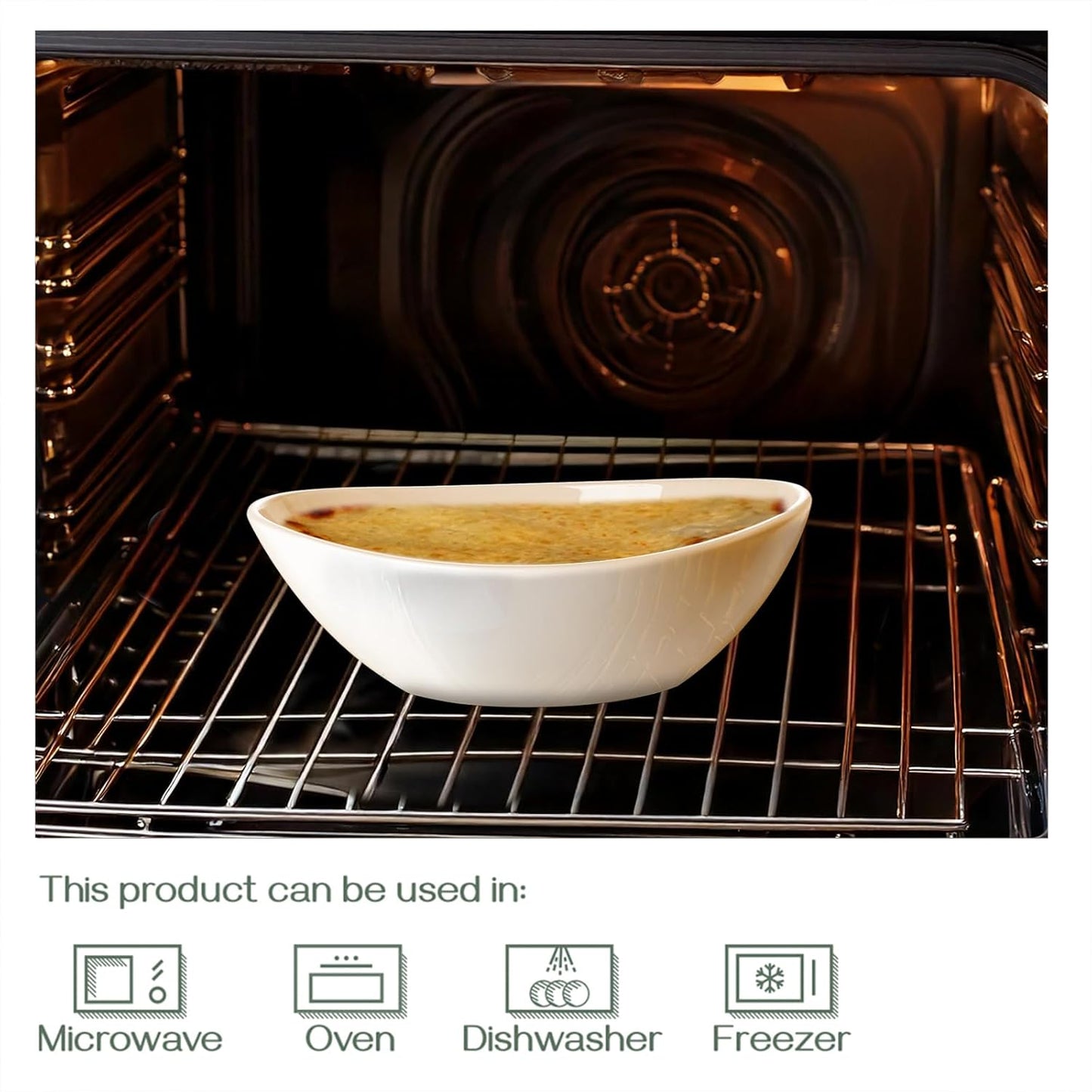 DOWAN 9.25" Serving Bowls, Large Oval Serving Dishes for Wedding and Dinner Parties, 35 Oz for Salad, Side Dishes, Pasta, Oval Shape, Microwave & Dishwasher Safe, Set of 4, Soft White