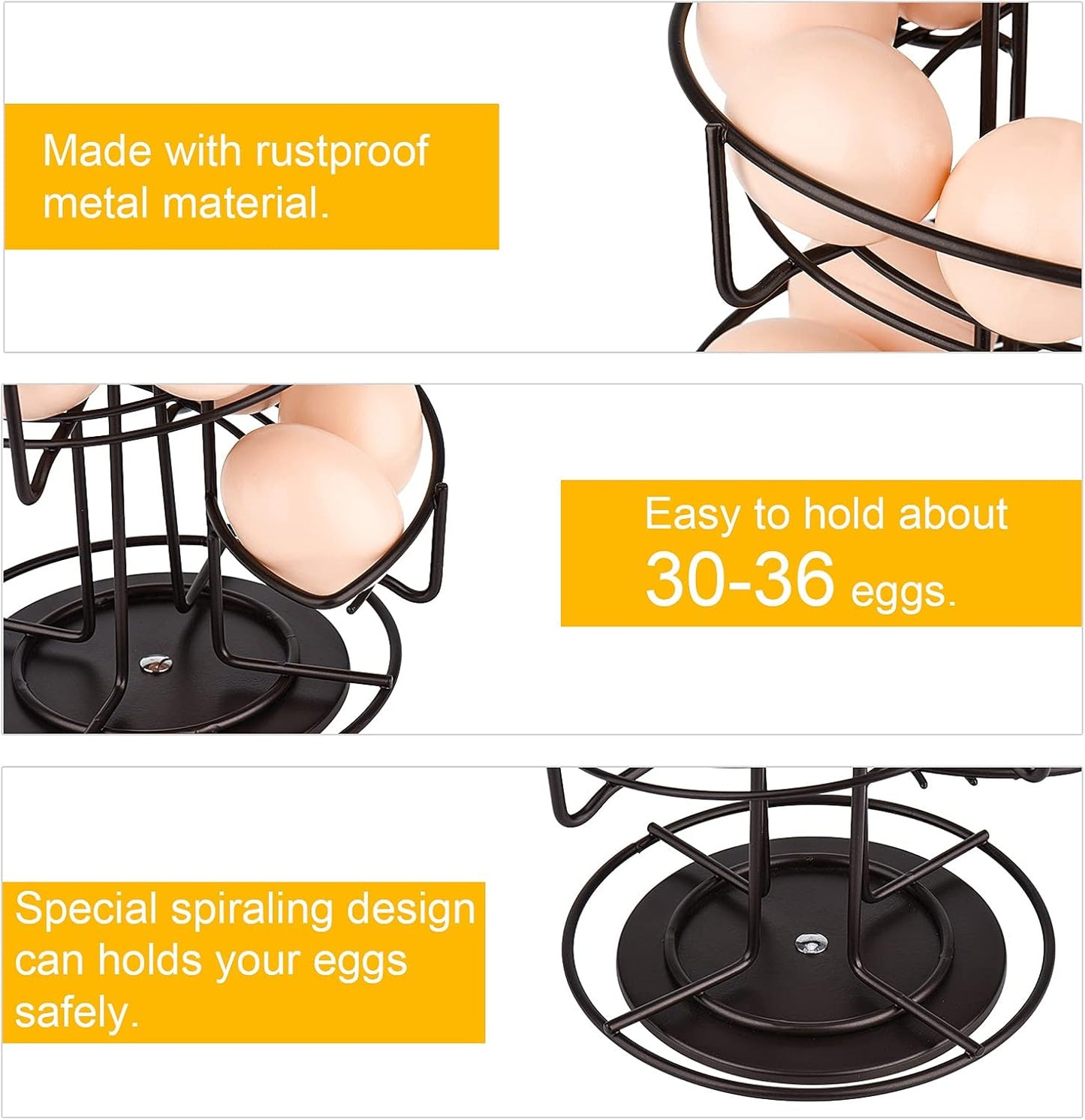 Toplife Spiral Design Metal Egg Skelter Dispenser Rack, Storage Display Rack, Brown