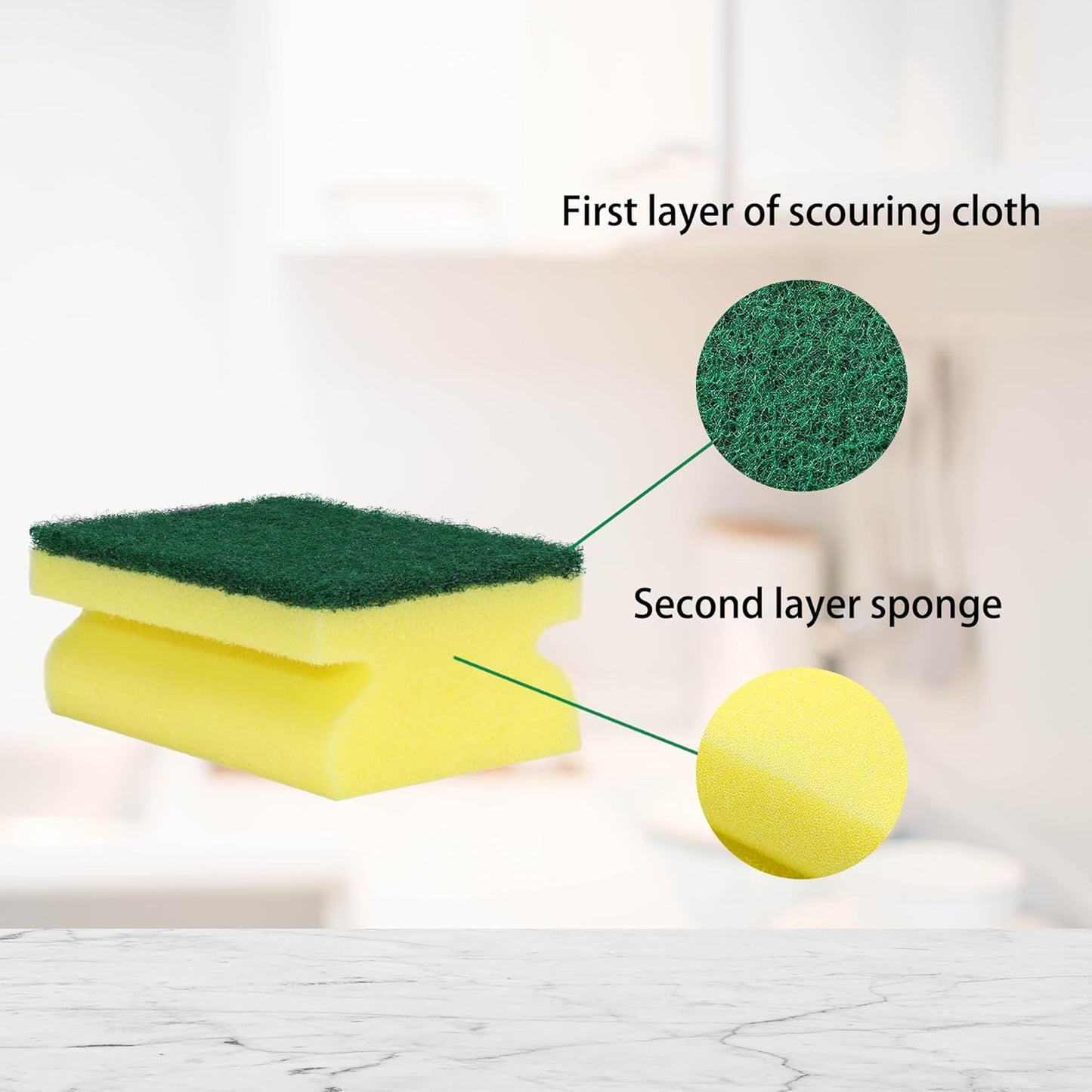 Sponges, Eco Non-Scratch Scrub Pads, Dish Scrubber for Cleaning Kitchen and Dish Cleaning,12 Scrubbing Sponges+ Draining Rack