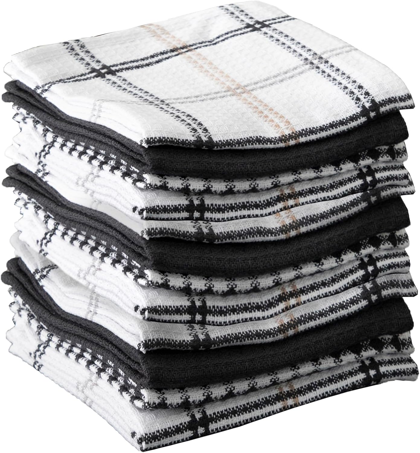 T-fal Premium Waffle Dish Cloths: Highly Absorbent, Super Soft Long Lasting - 100% Cotton, 12"x13" Towel for Cleaning & Drying, (12-Pack), Neutral