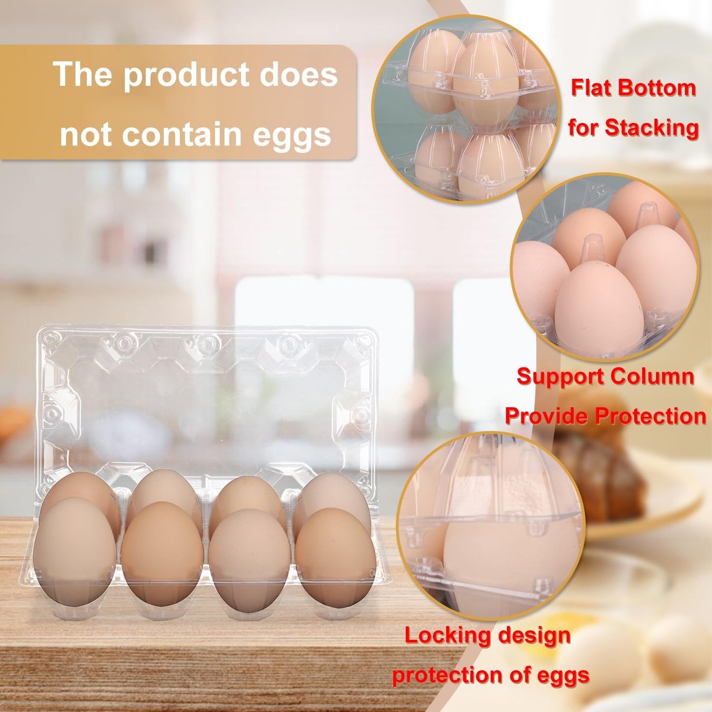 150 Pack Bulk Egg Cartons, Clear Plastic Chicken Egg Holders, Egg Tray Carton Holder for Home & Kitchen, Farm & Market Use, An Eco-Friendly Egg Storage Solution, 8 Grids，(Medium Size)…