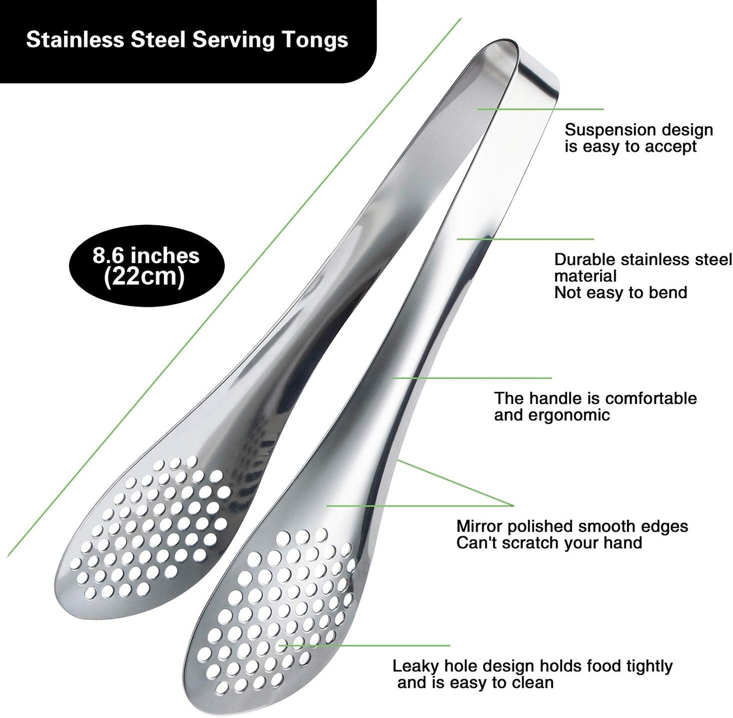 MSY BIGSUNNY 9 inch Buffet Tongs, Set of 2 Stainless Steel Food Serving Tongs