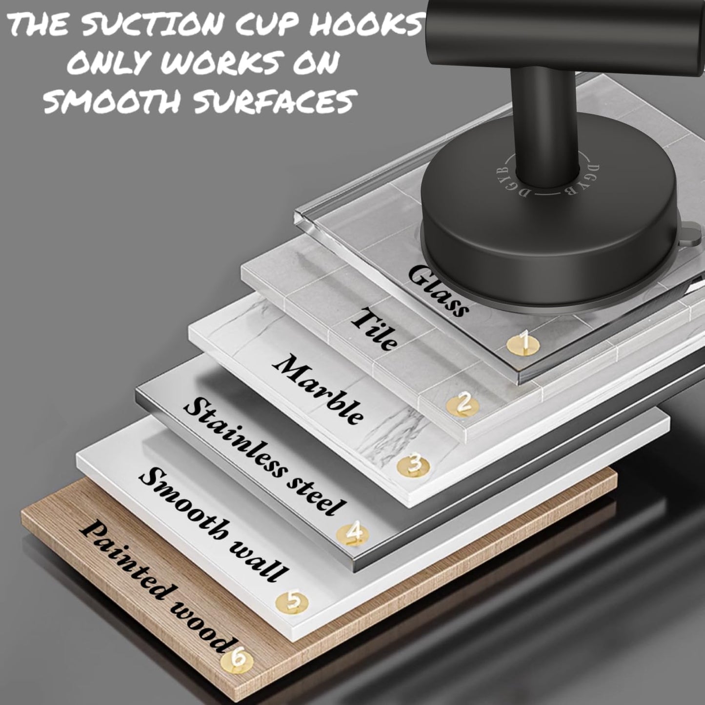 DGYB Large Suction Cup Hooks Black Stainless Steel Suction Shower Hooks for Loofah Set of 2 Towel Hook 11 Lb No Drill Hook for Bathroom