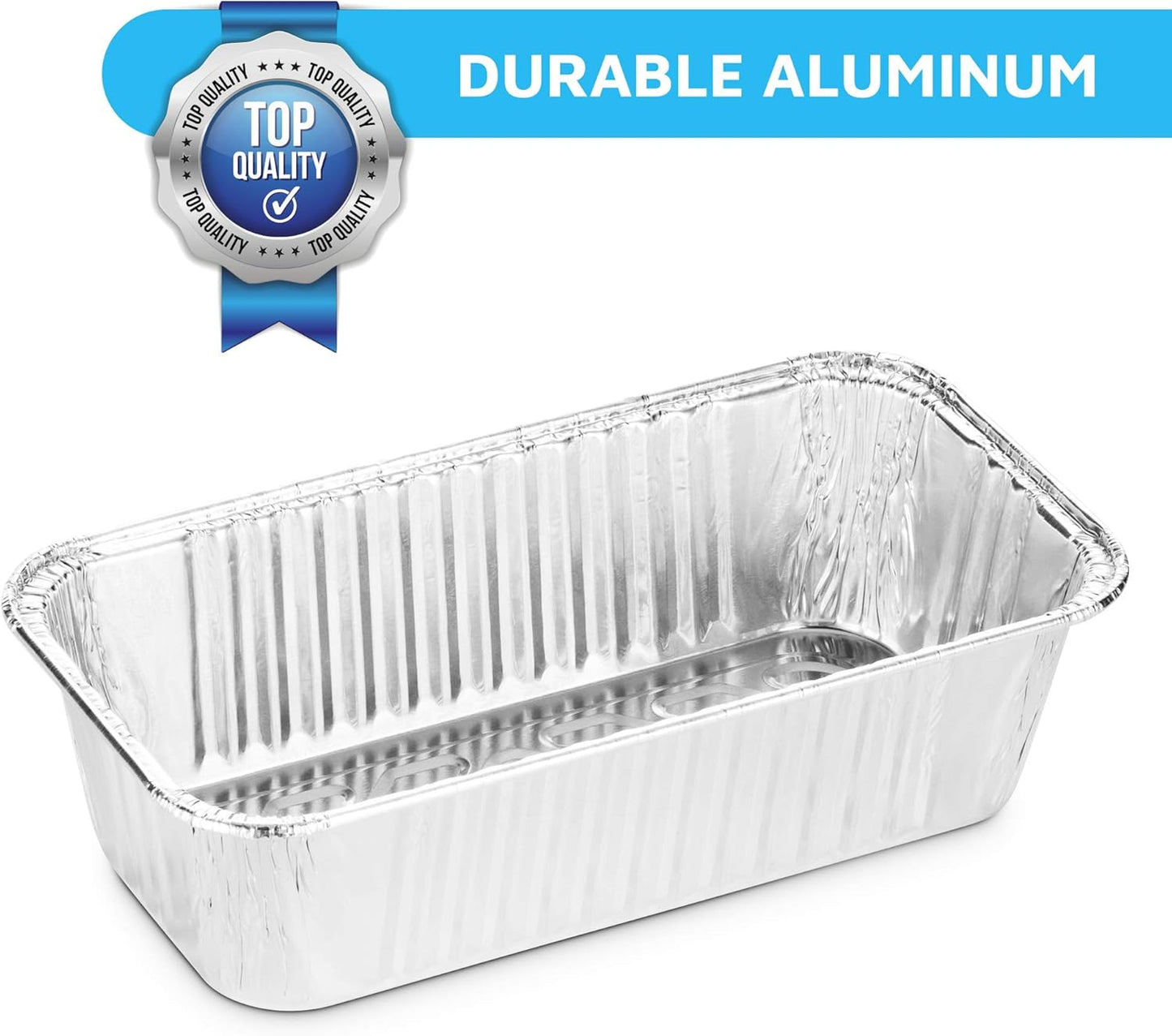 MontoPack Aluminum Disposable Loaf Pans | Deep Standard Size 8.5” x 4.5” Extra Thick Foil Bread Containers for Baking, Food Storage & Takeout | Eco-Friendly & Recyclable | Bulk 100-Pack 2 Pound Trays