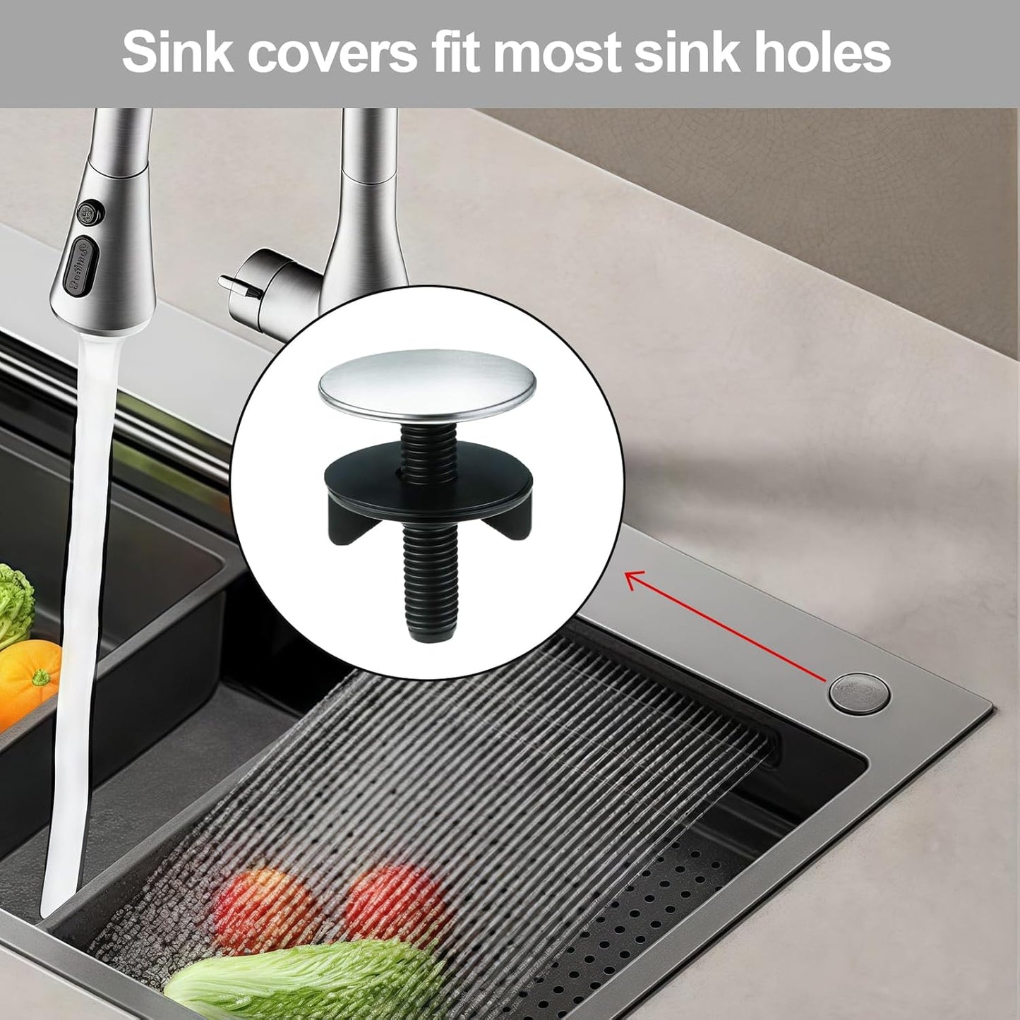 2 Pack Kitchen Sink Hole Cover Sink Hole Cover Stainless Steel Hole Plate Stopper Cover Blanking Metal Plug
