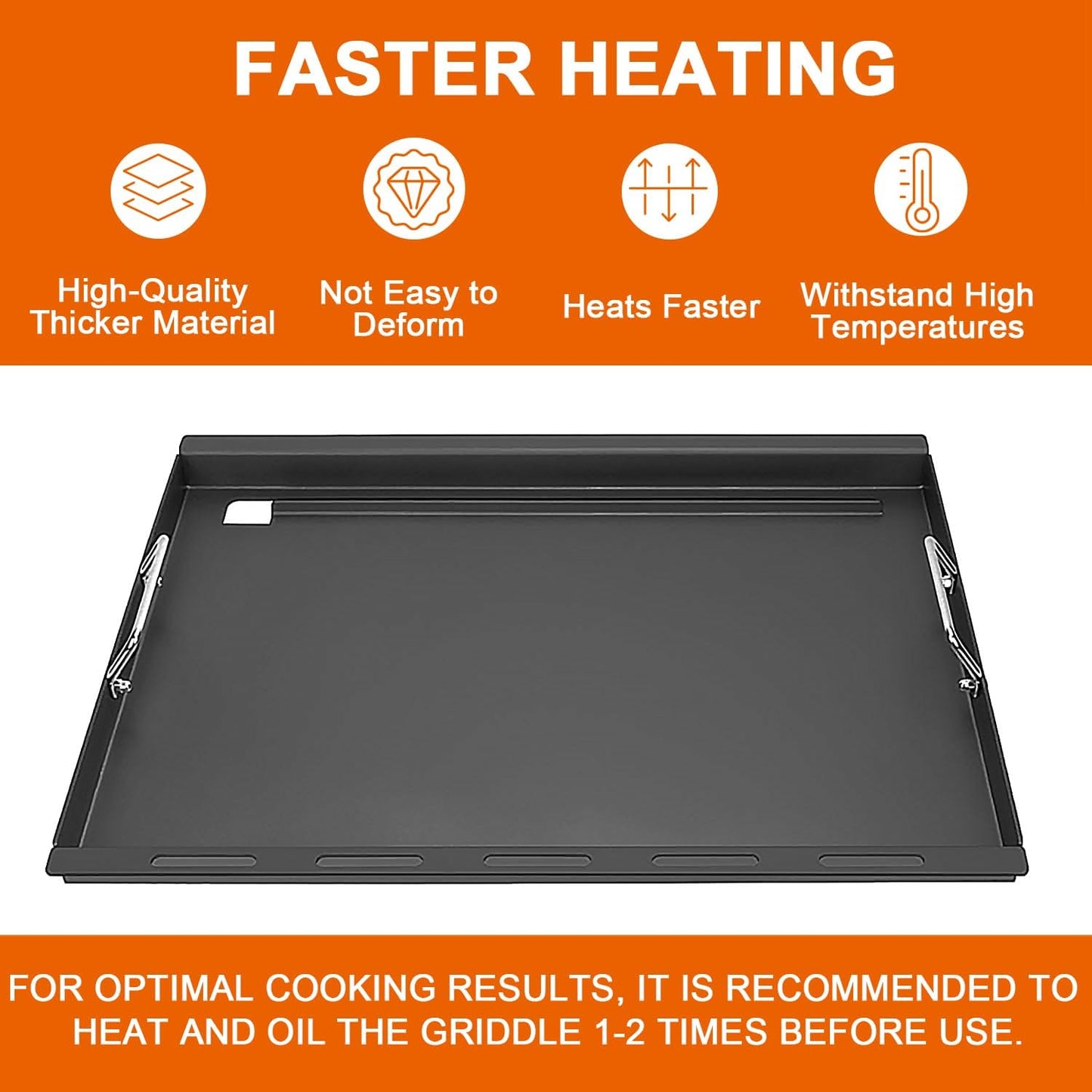 Full-Size Griddle Inserts for Nexgrill Home Depot 4 Burner & 5 Burner Grills 720-0830H 720-0830X 720-0888 720-0888N, Flat Top Griddle with Silicone Handles for Nexgrill 5 Burner 720-0882A 720-0882S