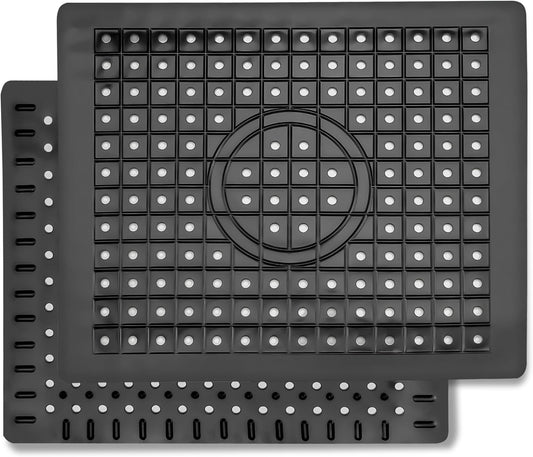 WILLKOMMEN Kitchen Sink Mat, 12" x 10" Dish Drying Mat, Rectangular Sink Protector Mats for Bottom of Kitchen Sink, Fast Draining Sink Mats Grid, 2 Pack Black