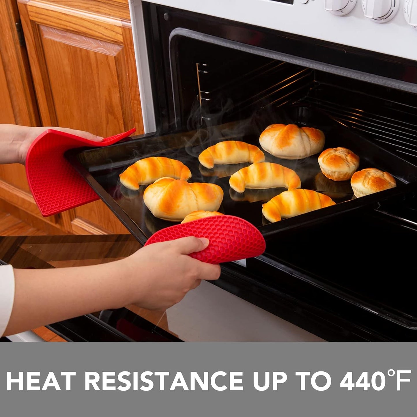 Joyhalo Trivets for Hot Dishes - Hot Pads for Kitchen, Silicone Pot Holders for Hot Pots and Pans, Silicone Mats for Kitchen Countertops, Table, Flexible Easy to Wash and Dry, Red