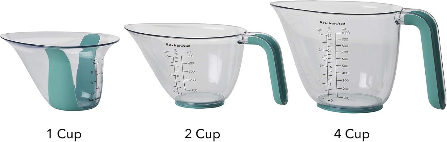 KitchenAid KO298OSAQA Gourmet Measuring Jugs, Set of 3, Aqua Sky