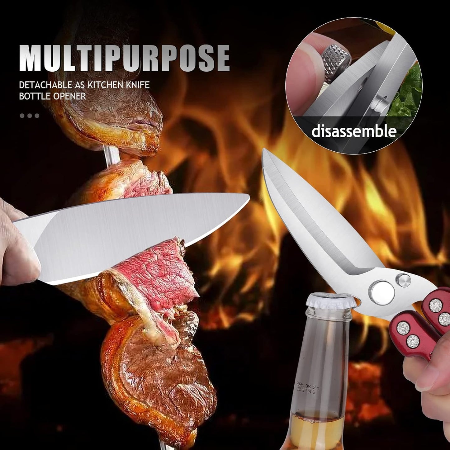 DRAGON RIOT Heavy Duty Poultry Shears - A Must Have Kitchen Shears for Chicken and Meat Cutting - Dishwasher Safe and Stainless Food Kitchen Scissors for Thanksgiving