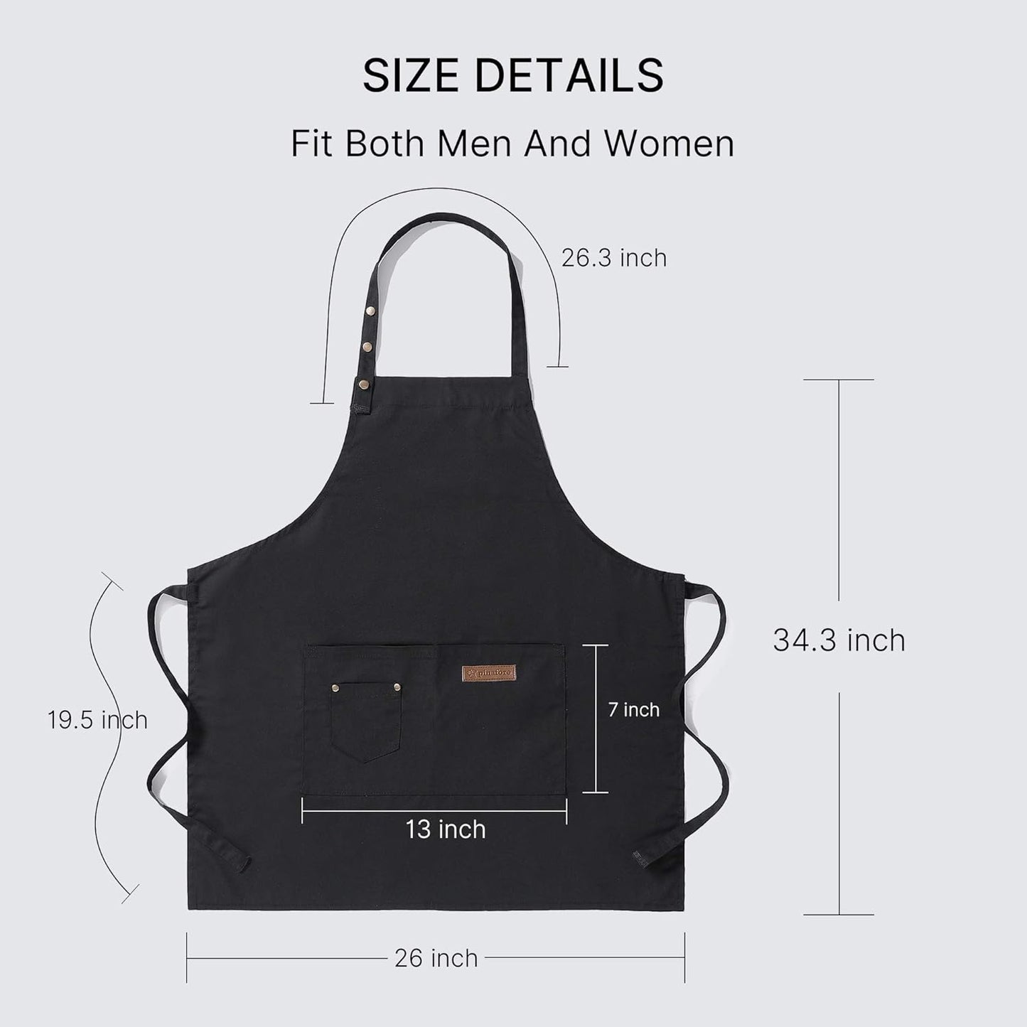 Aprons for Women Men BBQ Chef Cooking Artist Water Drop Resistant Canvas Adjustable Kitchen Apron with Pockets for Unisex Grill Baking Painting Art Stylist Dishwashing Comfortable Aprons (black)