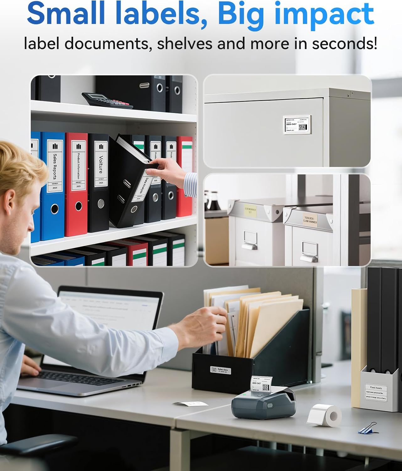 NIIMBOT B1 Label Maker Machine with Tape, Thermal Label Printer Easy to Use for Office, Home, Business, 2 Inch Label Maker with 2'' x1.18'' Labels-230pcs/Roll