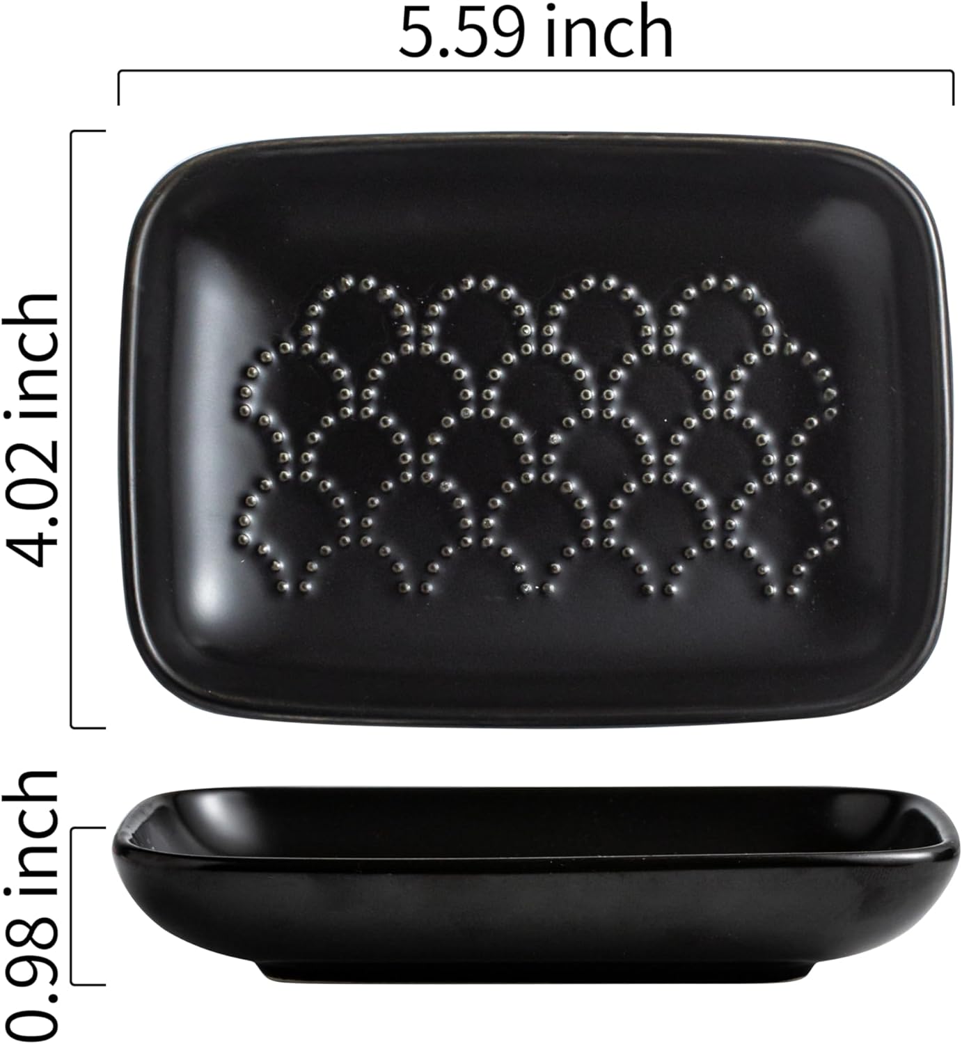 Gomakren Soap Dish for Shower, Ceramic Soap Dishes for Bar Soap Sponge, Halloween Shower Soap Holder Saver Tray for Bathroom Kitchen Sink, Easy to Clean, Black