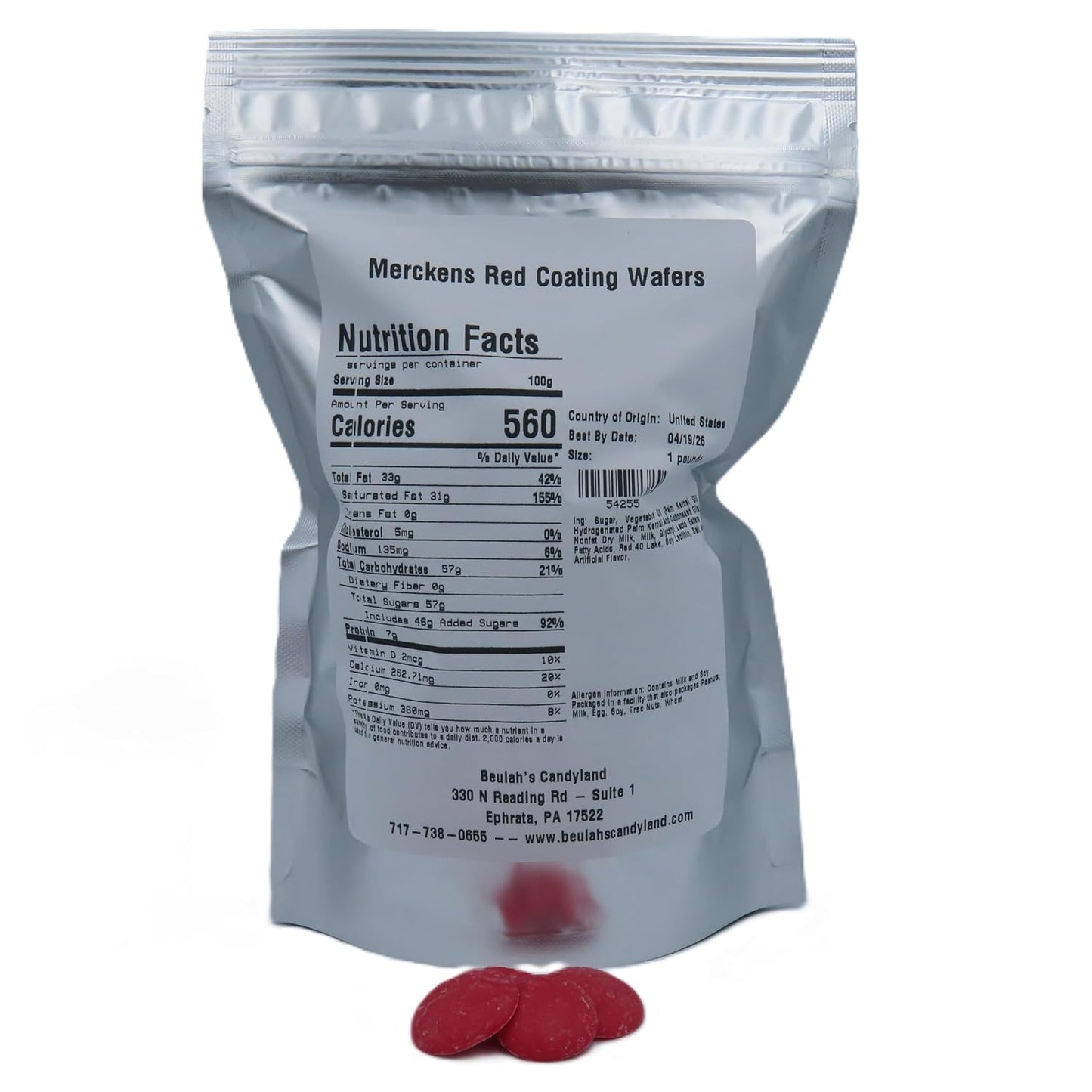 MERCKENS Coating Wafers, Red Melting Chocolate, 1 Pound Package