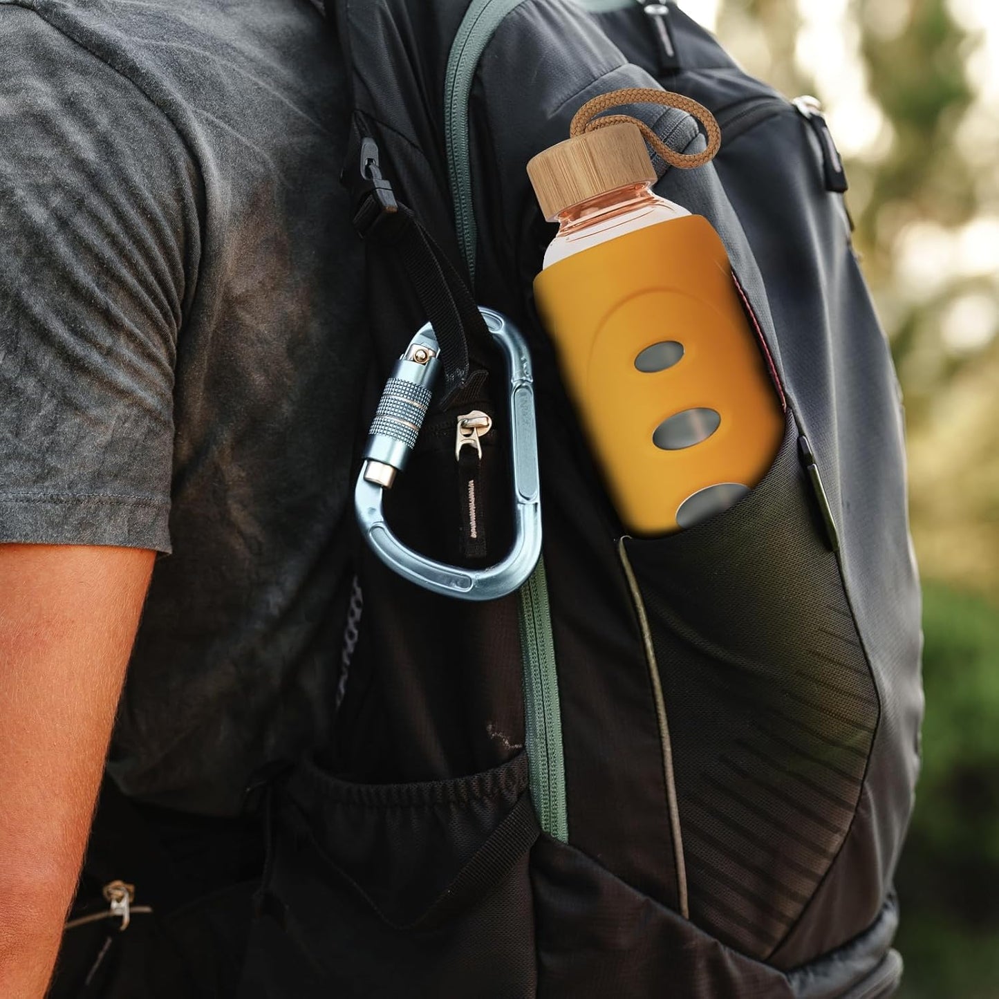 Sport 32oz Glass Water Bottle 1000ml /1 liter Borosilicate Glass Water Bottle Reusable Waterbottle Jugwith Silicone Sleeve and Unique Lid (Orange