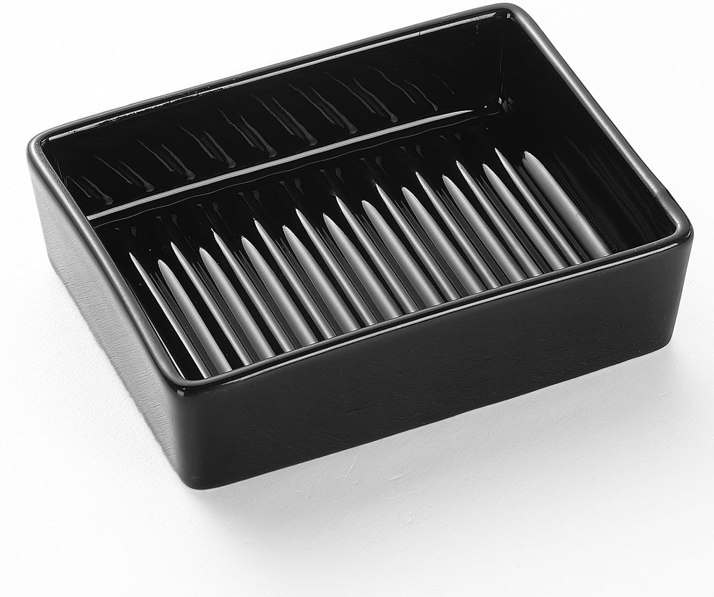 Black Rectangle Soap Dish - Modern Ceramic Hand Soap Holder Non-Slip Bar Soap Holder Soap Tray for Bathroom, Kitchen Sink, Shower, Countertop, Easy to Clean