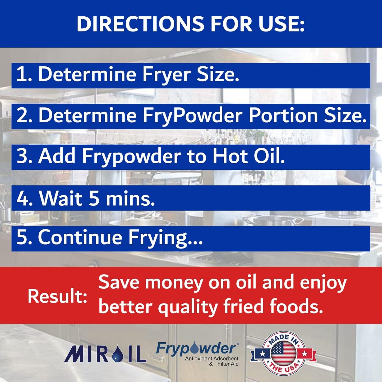 MirOil P32B Fry Powder Oil Stabilizer Filter Aid, 32 x Size B Portion Pack (240 ML Each), Deep Fryer Cooking Oil Saver, Removes Carbon Deposits