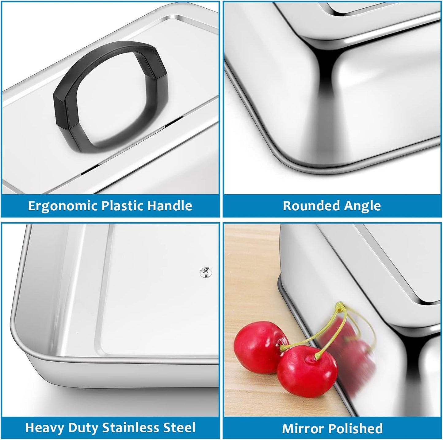 HaSteeL Rectangular Basting Cover, Stainless Steel Cheese Melting Dome Steaming Cover Lid, Heavy Duty Griddle Grill Accessories for Flat Top Teppanyaki BBQ Kitchen Indoor & Outdoor, Dishwasher Safe