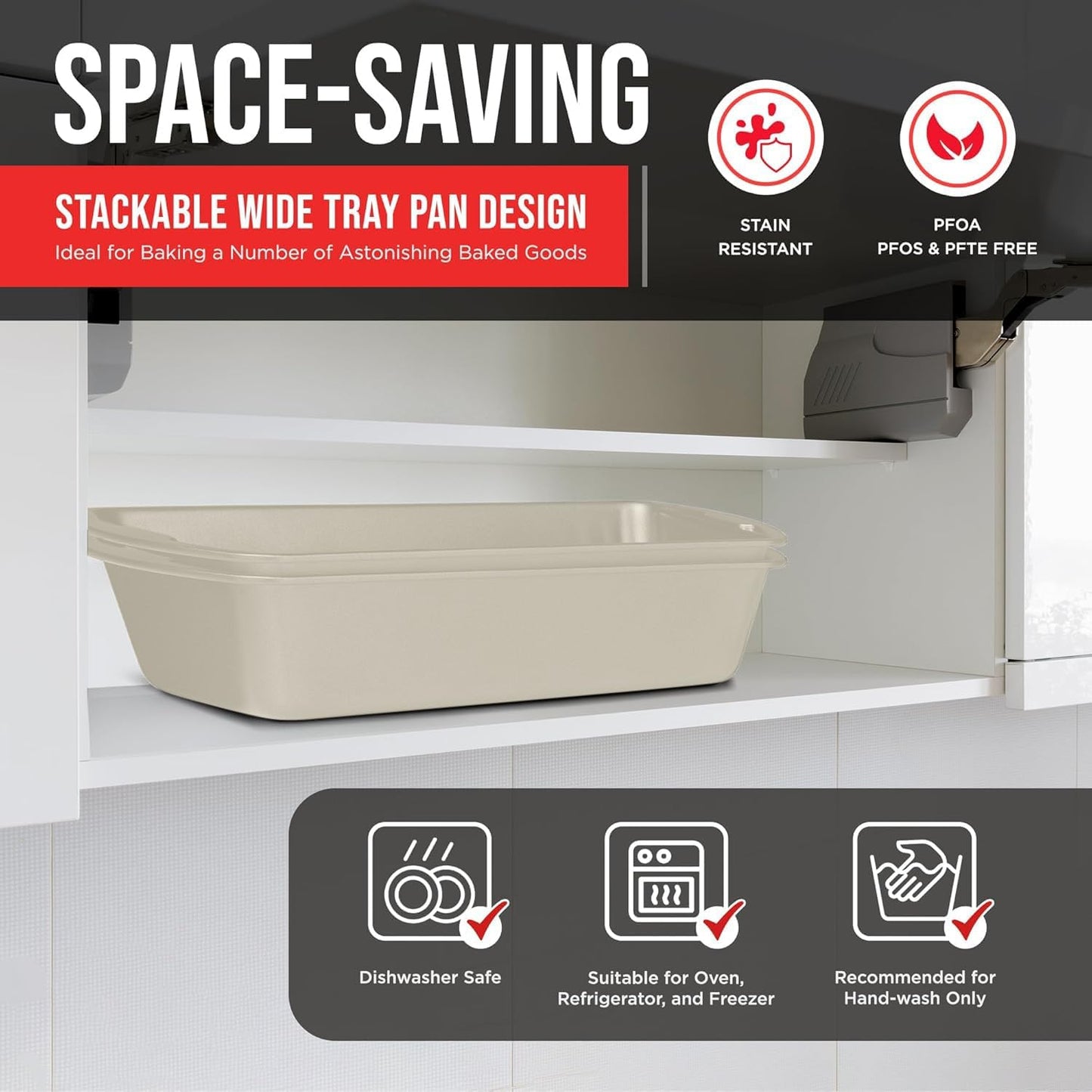 Nonstick Loaf Pan Set Pack of 2, 10.2" & 11" Large Baking Bread Pan, Oven Safe Up to 450°F, PFOA, PFOS, PTFE Free, Space Saving Stackable Design, Stain Resistant, Dishwasher Friendly, White Marble