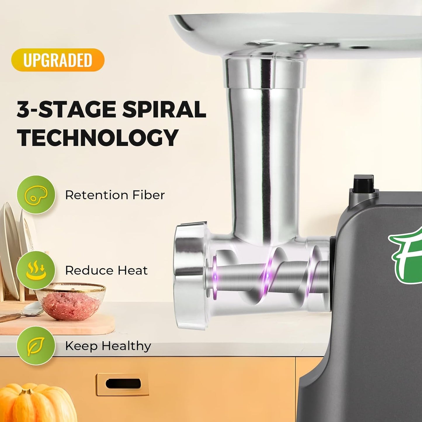 Meat Grinder Electric 9-In-1 Grinder 1700W For Meat with Attachments Sausage Maker, Kubbe Kit Stainless Steel Juicer, 3 Grinding Plates Meat Grinder for Home & Kitchen