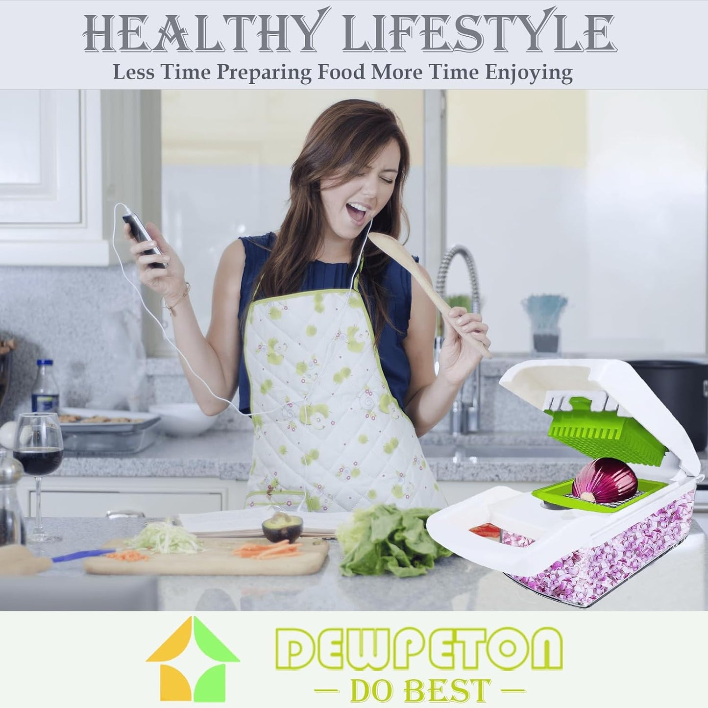 Pro-Series 16-in-1 Mandoline Slicer & Spiralizer, Veggie Chopper with Container for Onion Salad & More