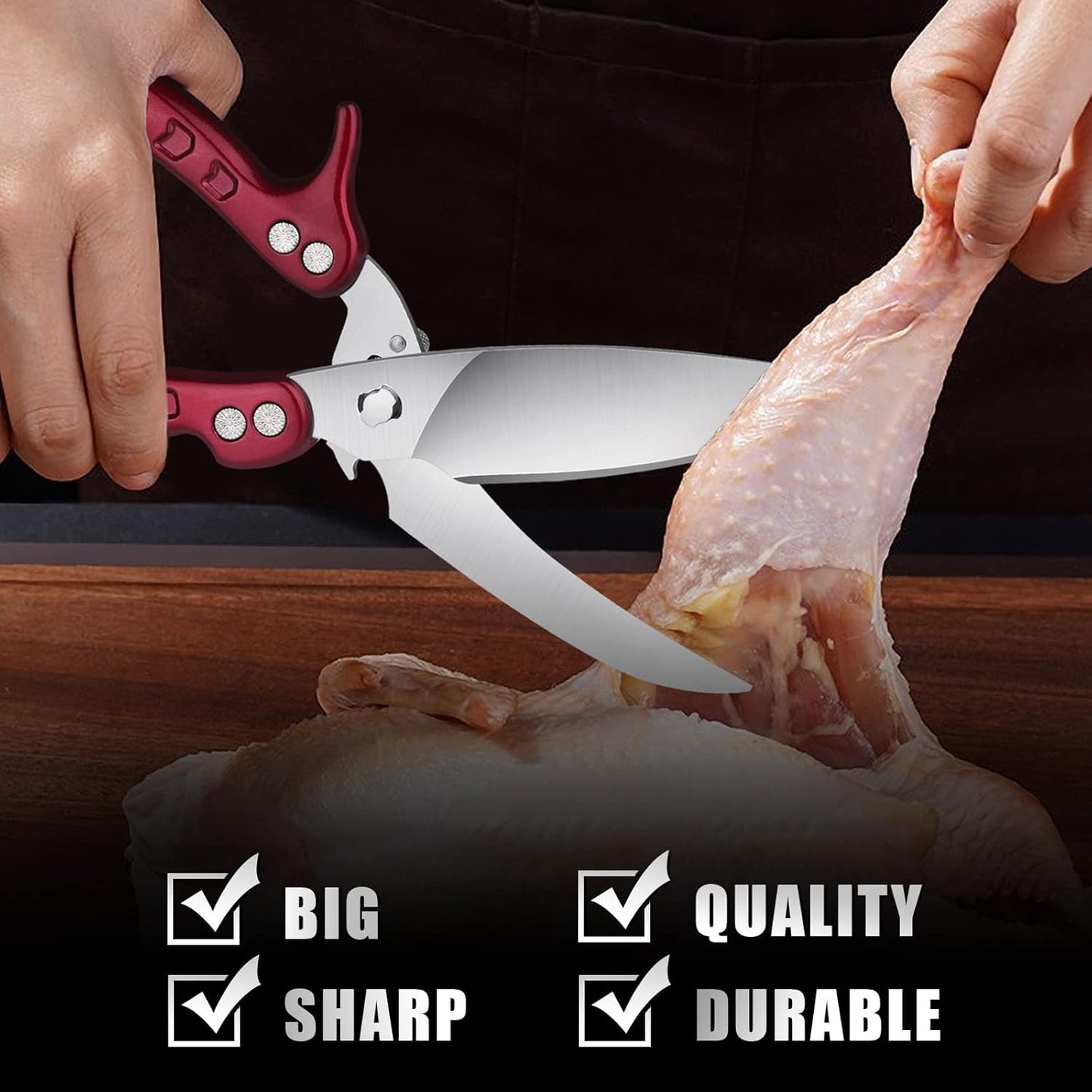 DRAGON RIOT Heavy Duty Poultry Shears - A Must Have Kitchen Shears for Chicken and Meat Cutting - Dishwasher Safe and Stainless Food Kitchen Scissors for Thanksgiving
