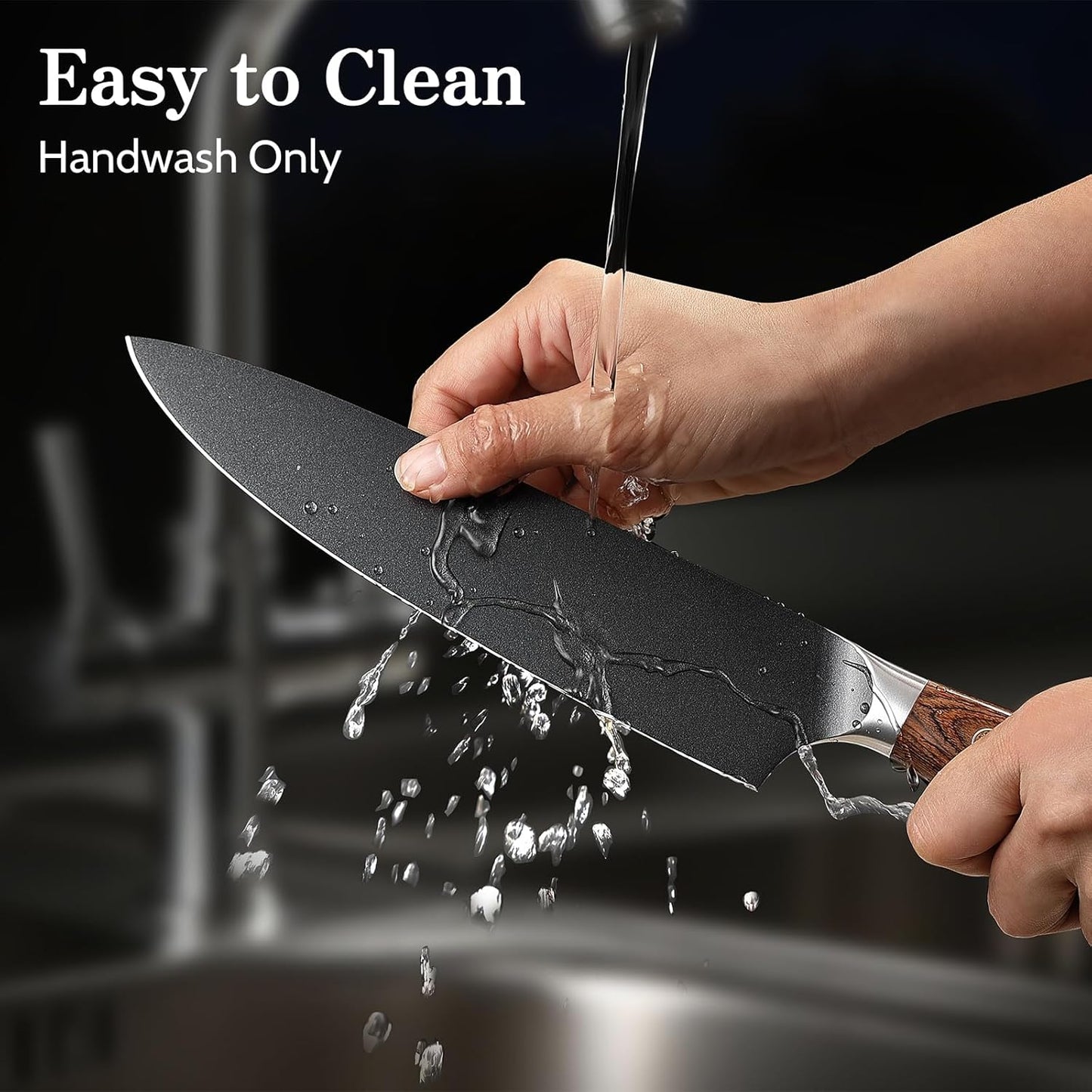 Kitchen Knife Set with Magnetic Holder, 4 Pieces Japanese High Carbon Stainless Steel Chef Cooking Knife Set, Ultra Sharp Professional Chef Santoku Utility Knives (Black)