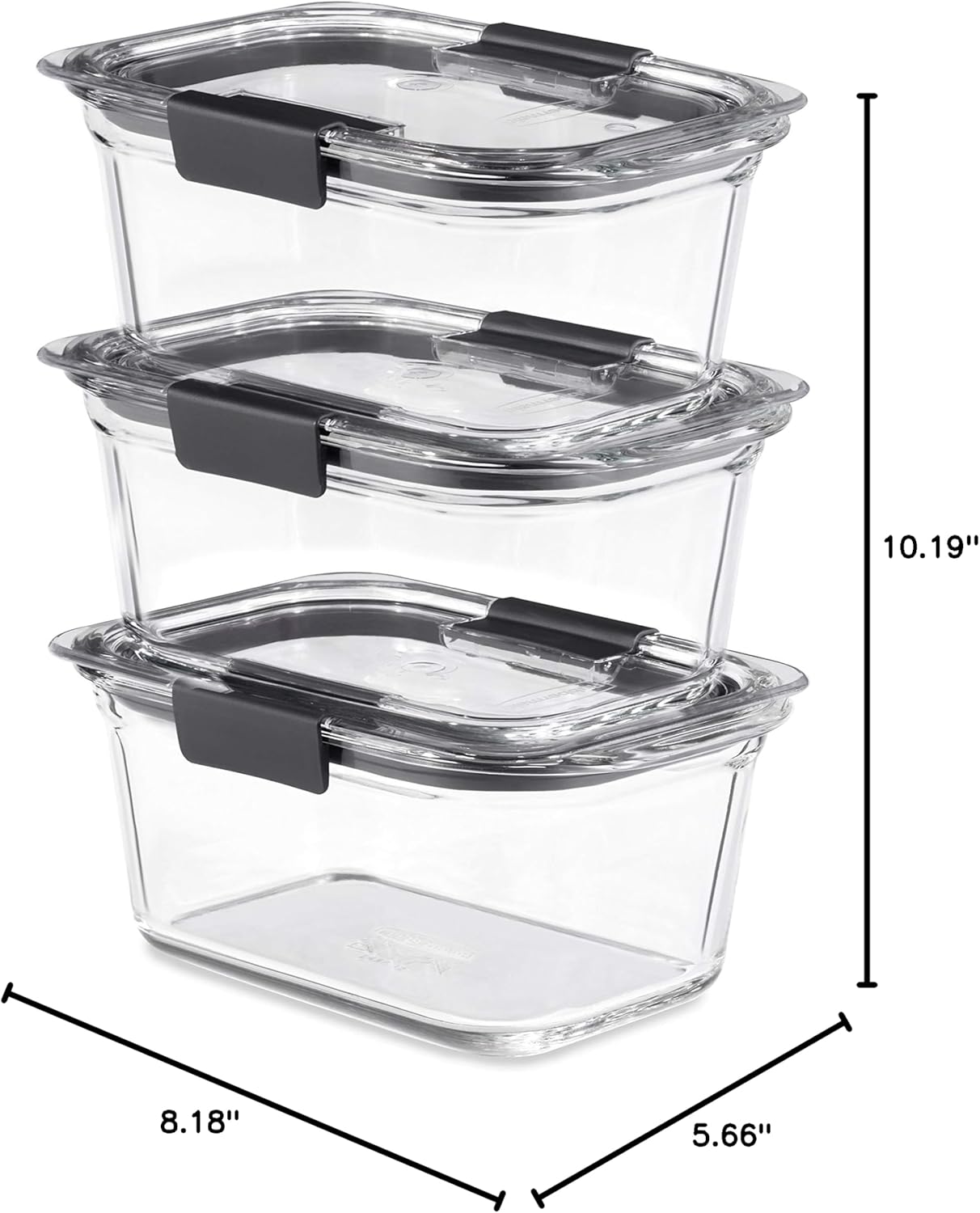 Rubbermaid Brilliance Glass Storage 4.7-Cup Food Containers with Lids Set of 3 Clear