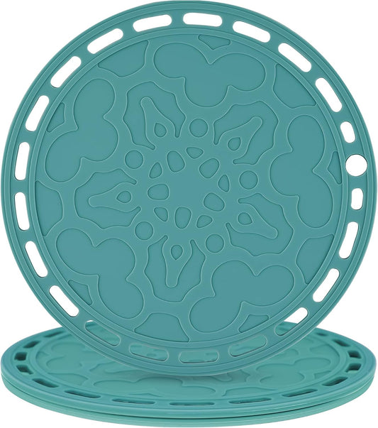 Smithcraft Trivets Mats for Hot Pots and Pans, Big Round Silicone Pot Holder Hot Pads for Hot Dishes, Mats for Countertops, Tables, Spoon Rest Small Place Mats Set of 3 (Teal)
