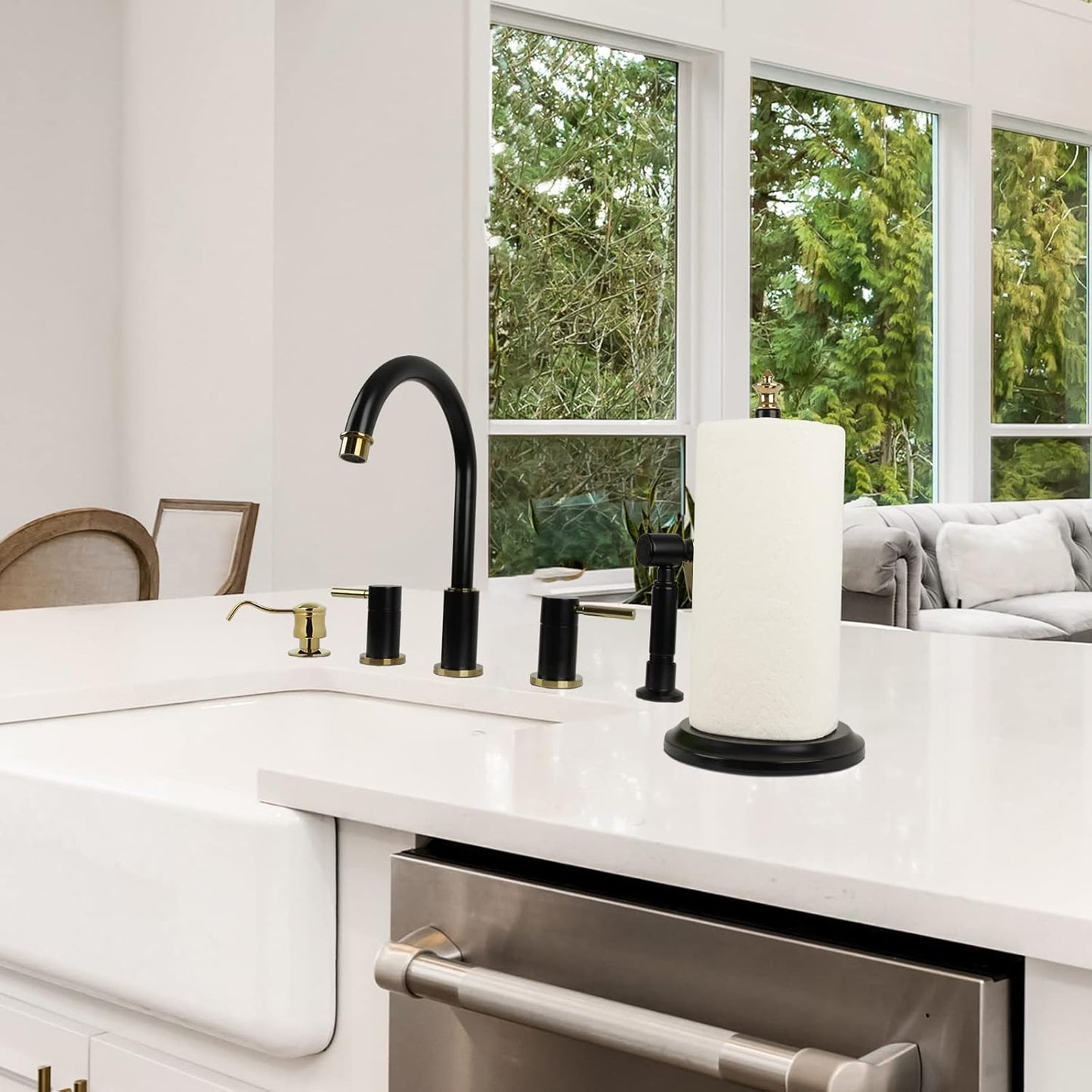 Akicon Paper Towel Holder Stand for Kitchen Countertop & Dining Room Table (Gold, Classical)