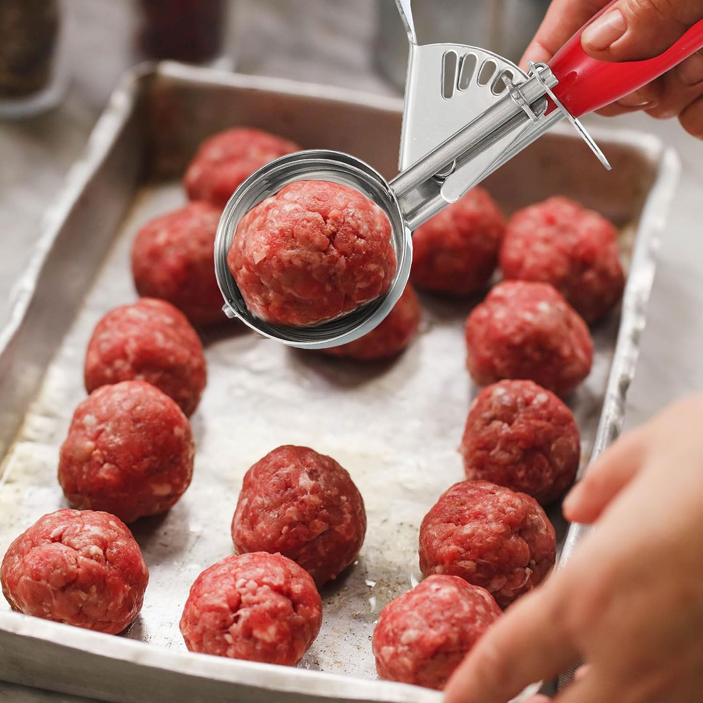 uxcell 2 Pcs Cookie Scoops, Ice Cream Scoop with Trigger for Baking Cookie Dough Rice Pudding Kitchen Gadget, Black