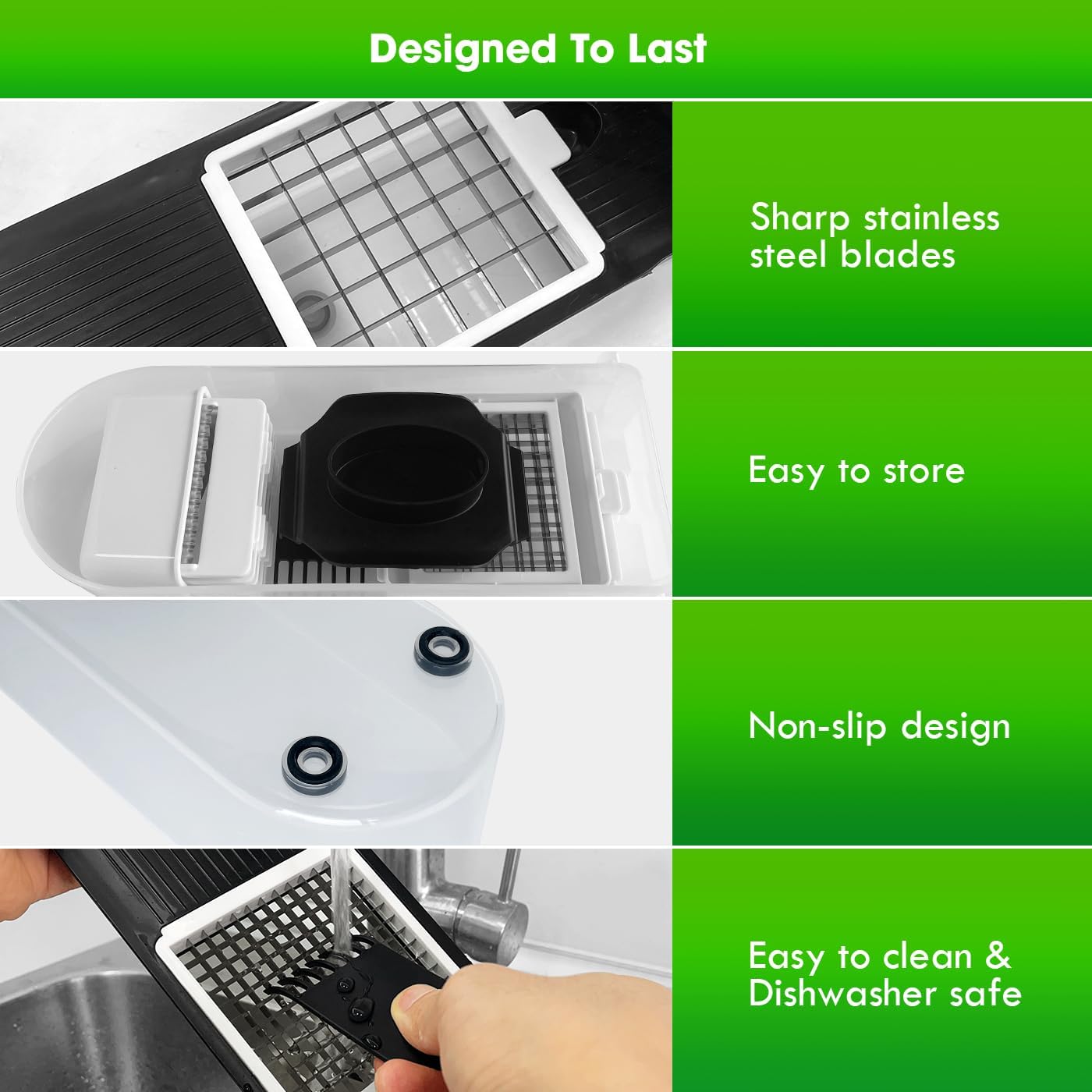 LHS Multifunctional Food Chopper - 10 in 1 Veggie Slicer, Dicer, Cutter for Onions, Potatoes and More - Black Container Included