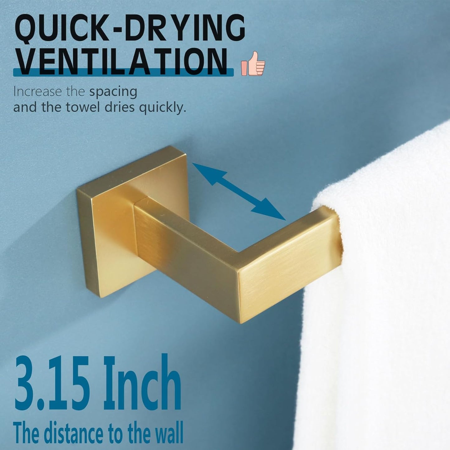 KOKOSIRI 12 Inch Hand Towel Holder Bath Towel Bar Kitchen Dish Cloths Hanger Stainless Steel Wall Mount, Brushed Gold, B4003BG-L12