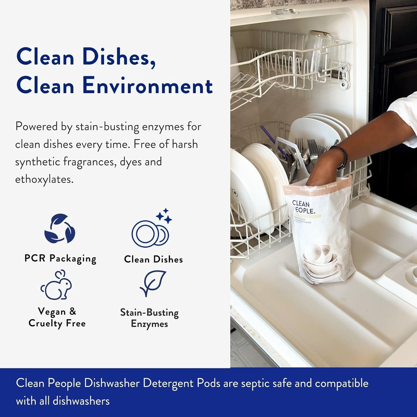The Clean People Dishwasher Detergent Pods | Cuts Grease and Rinses Sparkling Clean | Residue-Free | Lavender, 120 Pack