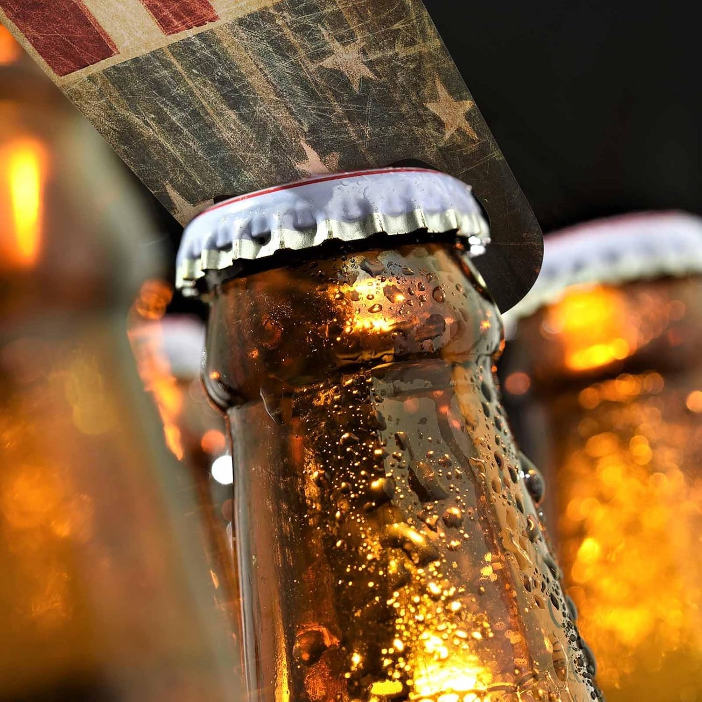 American Flag Stainless Steel Bottle Opener Vintage Abstract USA Flag Patriotic July 4th Independance Day Flat Beer Bottle Opener Keychain for Home Kitchen Bar Restaurant Party Birthday Gift