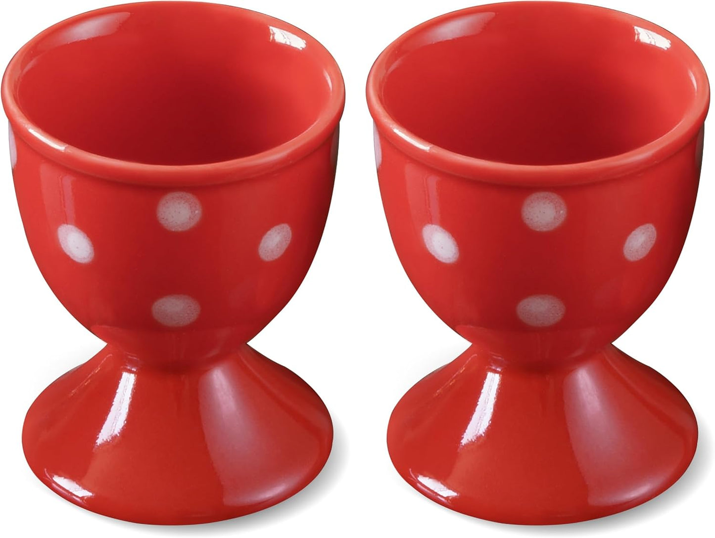 Cinf Easter Ceramic Egg Cup Red Set of 2 Porcelain Holder Breakfast Boiled Cooking Easy to Clean Childhood Memories Kitchen