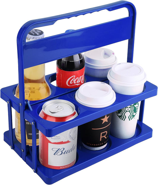 Reusable Drink Carrier with Handle for Doordash, Eats, Grubhub, Portable Cup/Coffee Holder Accessories for Delivery, Foldable Drinks Caddy with Tray, Car Durable Plastic Festive Bottle, Vacation