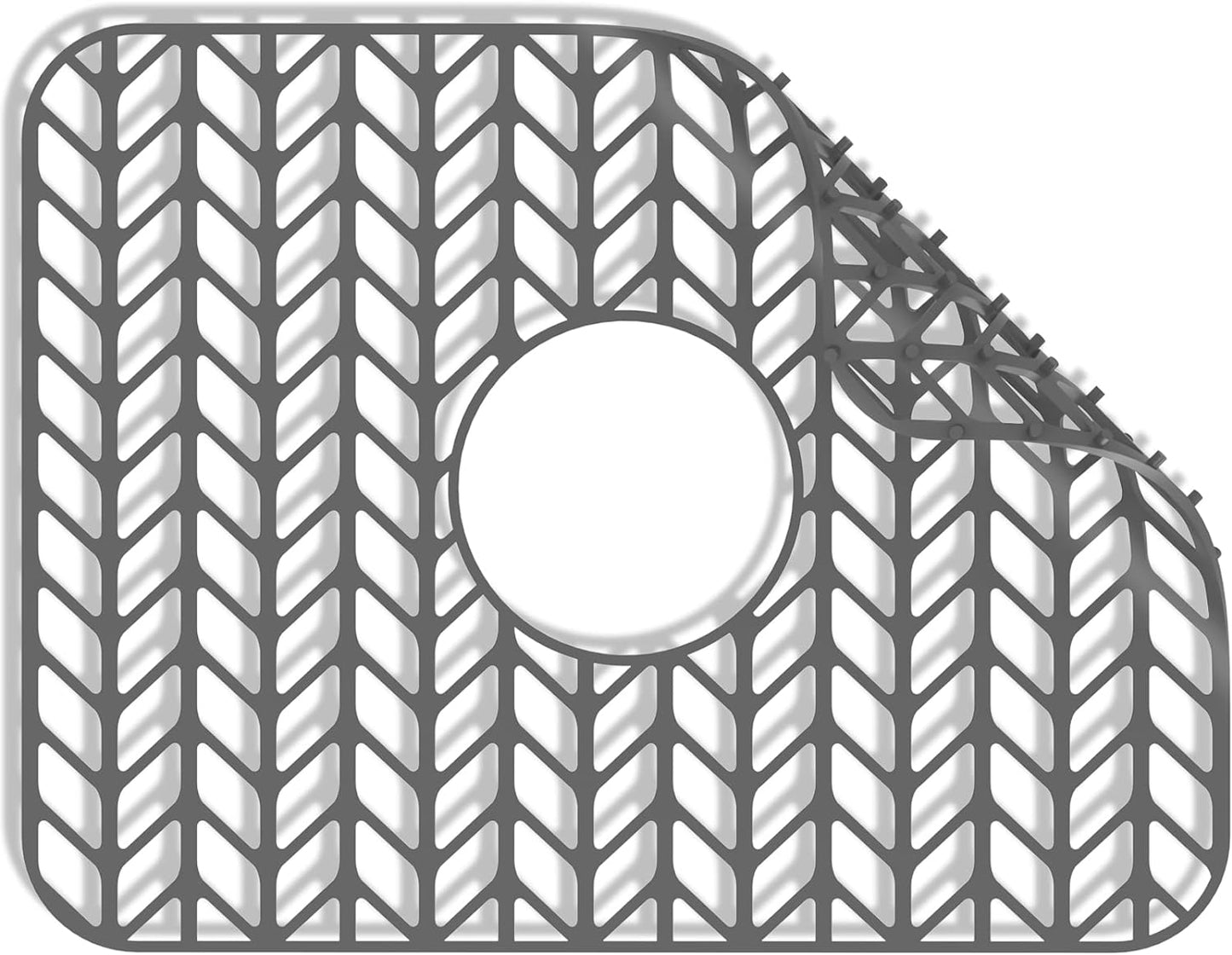 GUUKIN Sink Protectors for Kitchen Sink Grid 16-3/16" X 12-1/2", Centered Drain for Single Sink Bowl with Corner Radius 4-11/16" Kitchen Mat