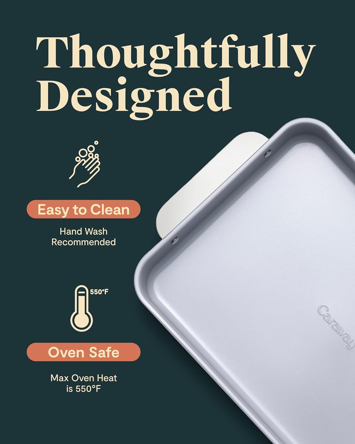 Caraway Non-Stick Ceramic 9”x13” Rectangle Pan Duo - Naturally Slick Ceramic Coating - Non-Toxic, PTFE & PFOA Free - Perfect for Brownies, Lasagnas, and More - Gray
