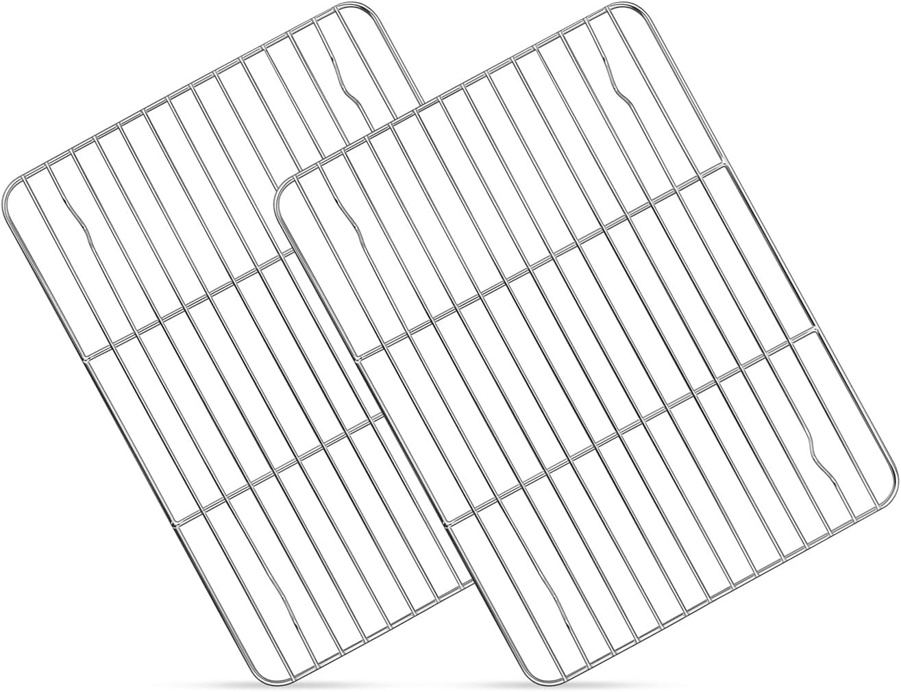 2 Pack Small Baking Cooling Racks, Homikit 9.7 * 7.5 Inch Stainless Steel Wire Rack for Cooking Roasting Grilling, Fit for Toaster Oven Pan, Non-toxic & Heavy-Duty