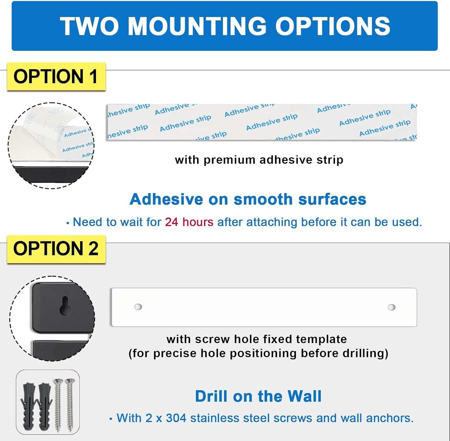 17 Inch Magnetic Knife Holder for Wall, Adhesive Knife Magnetic Strip No Drilling with 12 Hooks, Powerful Magnetic Knife Strip, Magnetic tool Holder for Kitchen Knives & Utensils (Black)