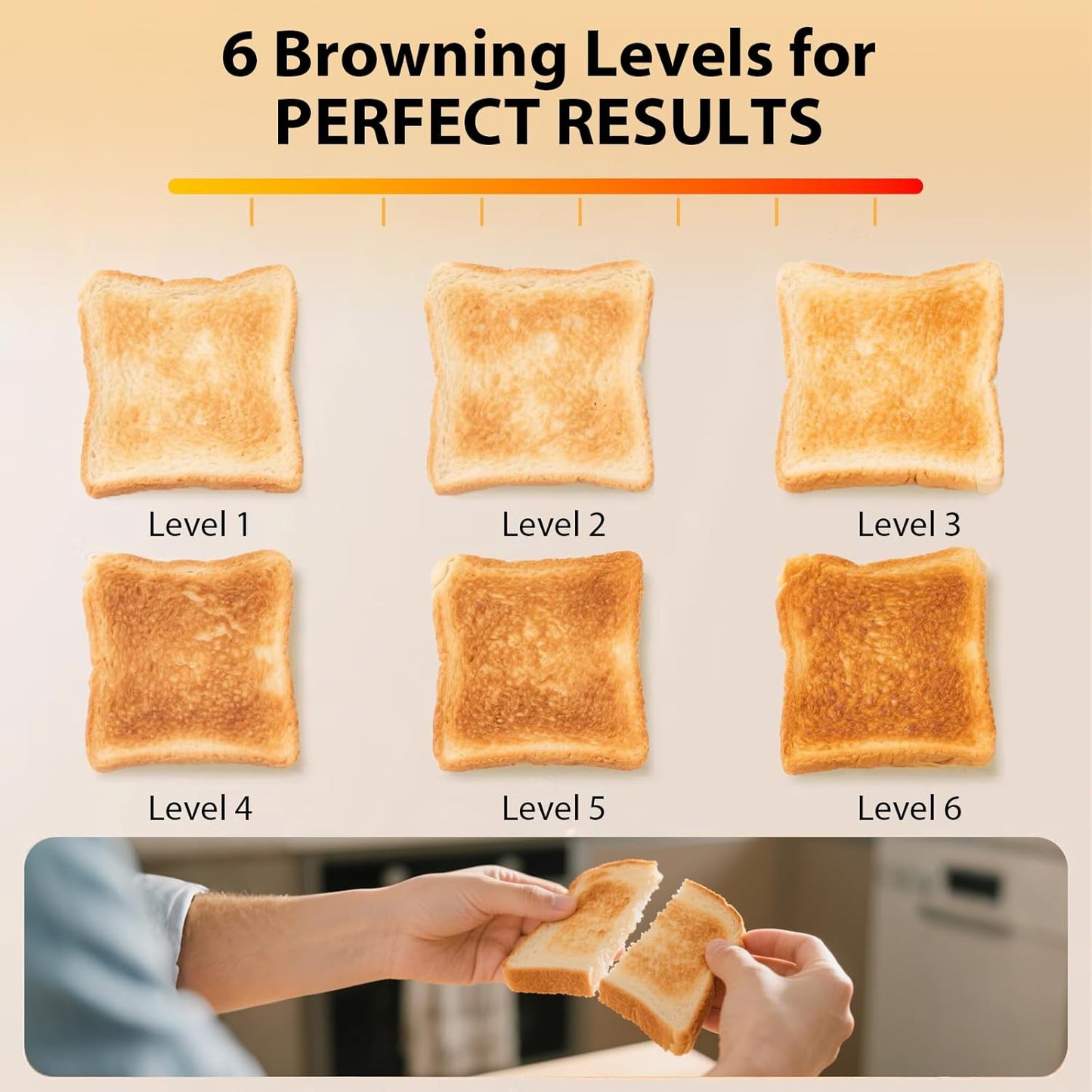 4-Slice Toaster 1.5" Extra Wide Slot Stainless Steel with High Lift Lever, 6 Presets & Bagel/Defrost/Cancel Function, Removal Crumb Tray, Under Base Cord Storage, Green