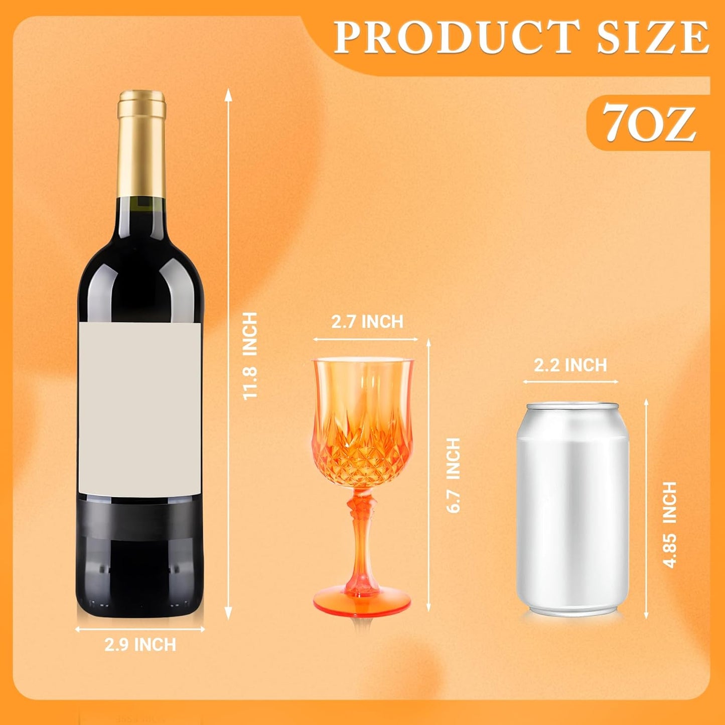 Plastic Wine Glasses，Plastic Goblets Vintage Style Cordial Drinking Glasses for Wedding Reception, Grand Event Party Supplies (48, Pumpkin orange)