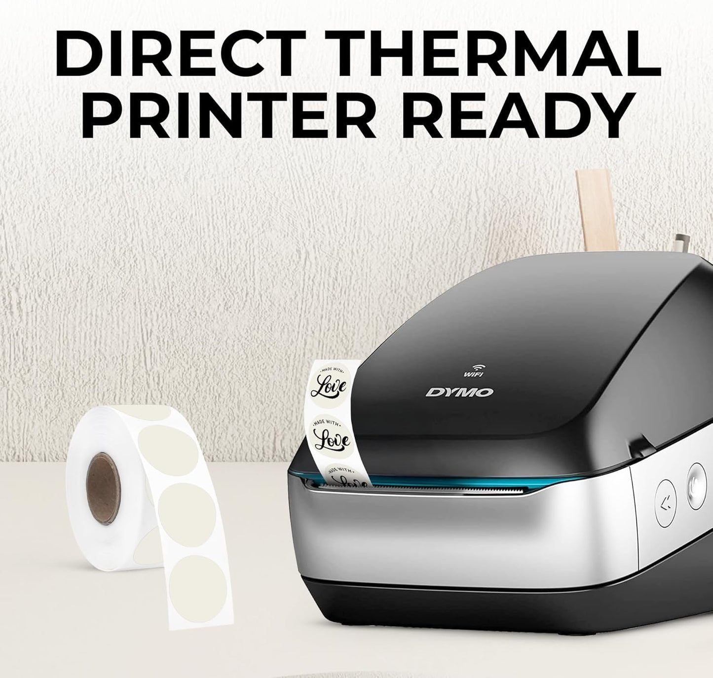 Perco Ivory 1-Inch Perforated Circle Dot Thermal Sticker Labels — 735 Stickers/Roll, Direct Thermal Printer Compatible—with Permanent Adhesive for Color Coding, Garage Sales, Crafts—Made in USA